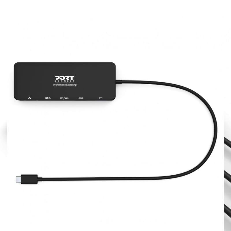 Port USB Type-C to 1 x RJ45|1 x USB3.0 SS|1 x Type-C 85W PD|1 x HDMI2.0|1 x VGA 30cm Cable Dock - Black - Image 2
