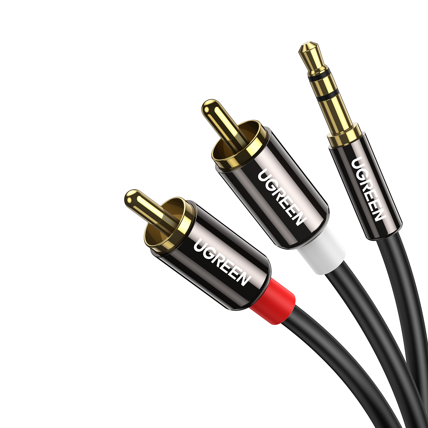 UGREEN AV116 RCA to AUX 3.5mm Audio Cable 1M - Black - Image 2