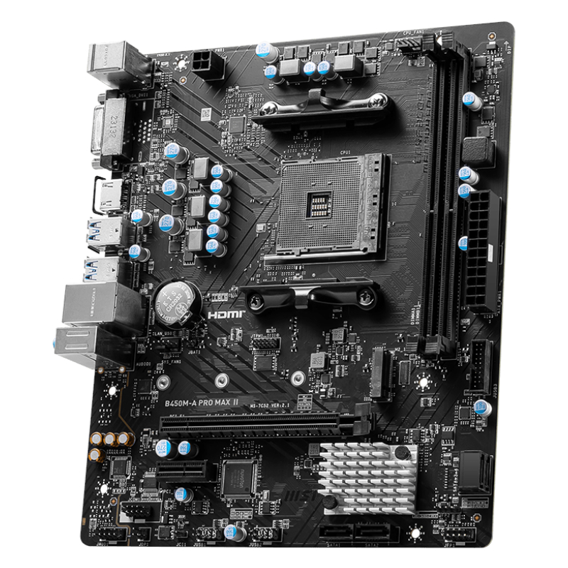 MSI B450M-APRO MAX II AMD AM4 MATX Gaming Motherboard - Image 2