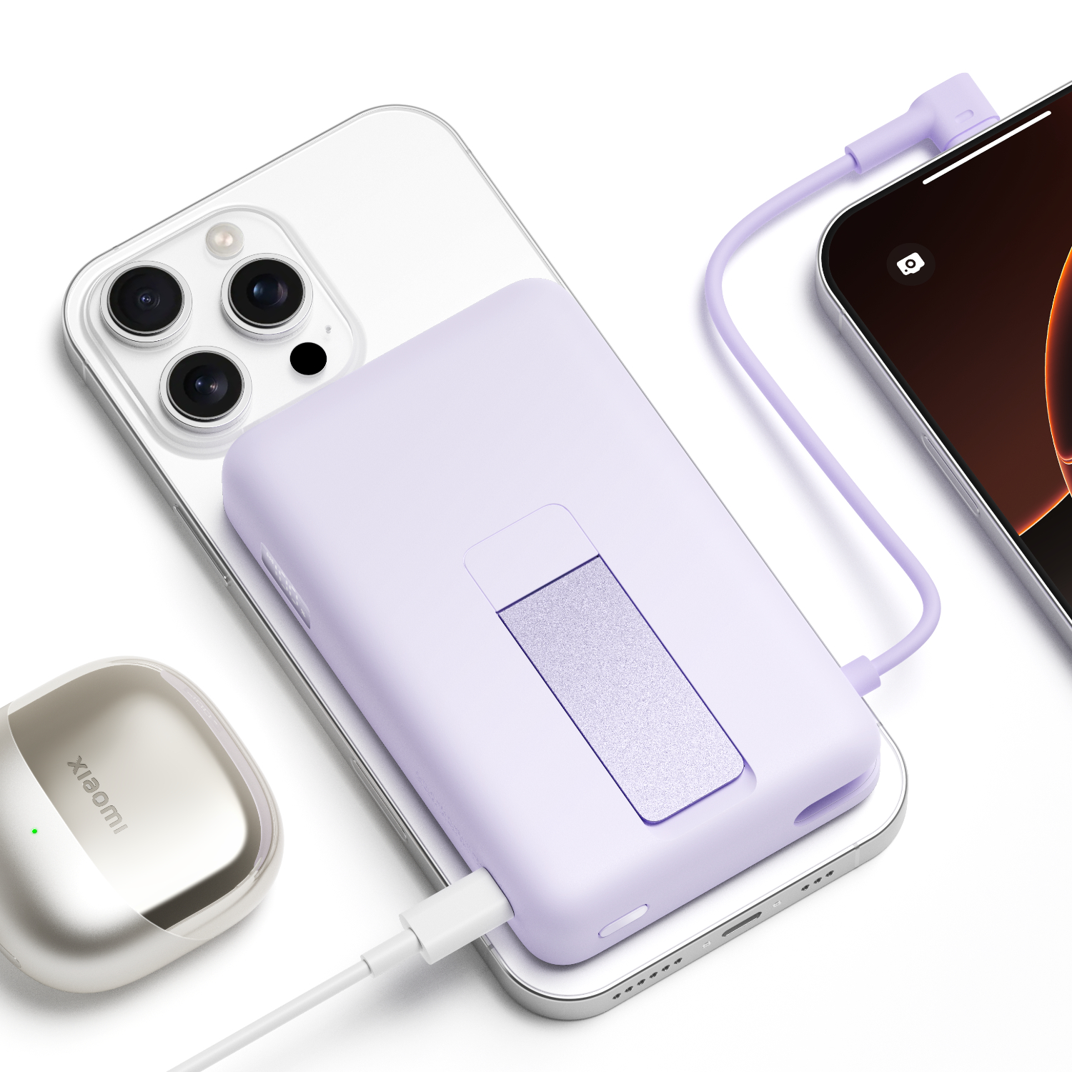 Xiaomi Magnetic Power Bank 10000 with Built-in Stand - Purple - Image 2