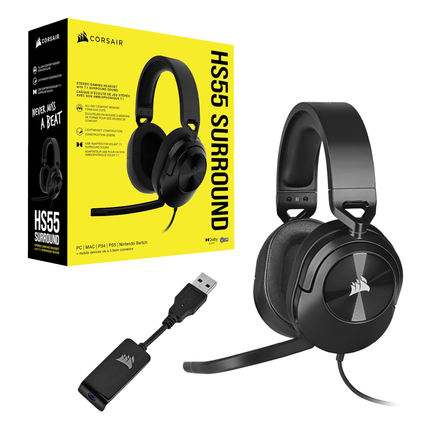 Corsair HS55 Surround Wired Gaming Headset - Carbon Black - Image 4