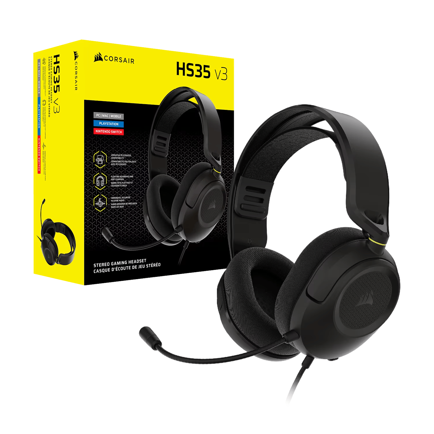 Corsair HS35 v3 Wired Gaming Headset - Carbon - Image 4