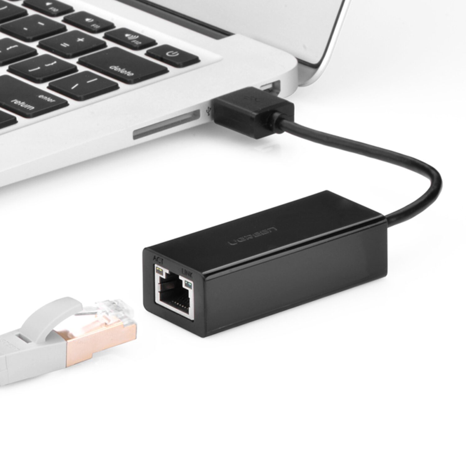 UGREEN CR110 Ethernet Adapter | USB 2.0 to RJ45 - Black - Image 2