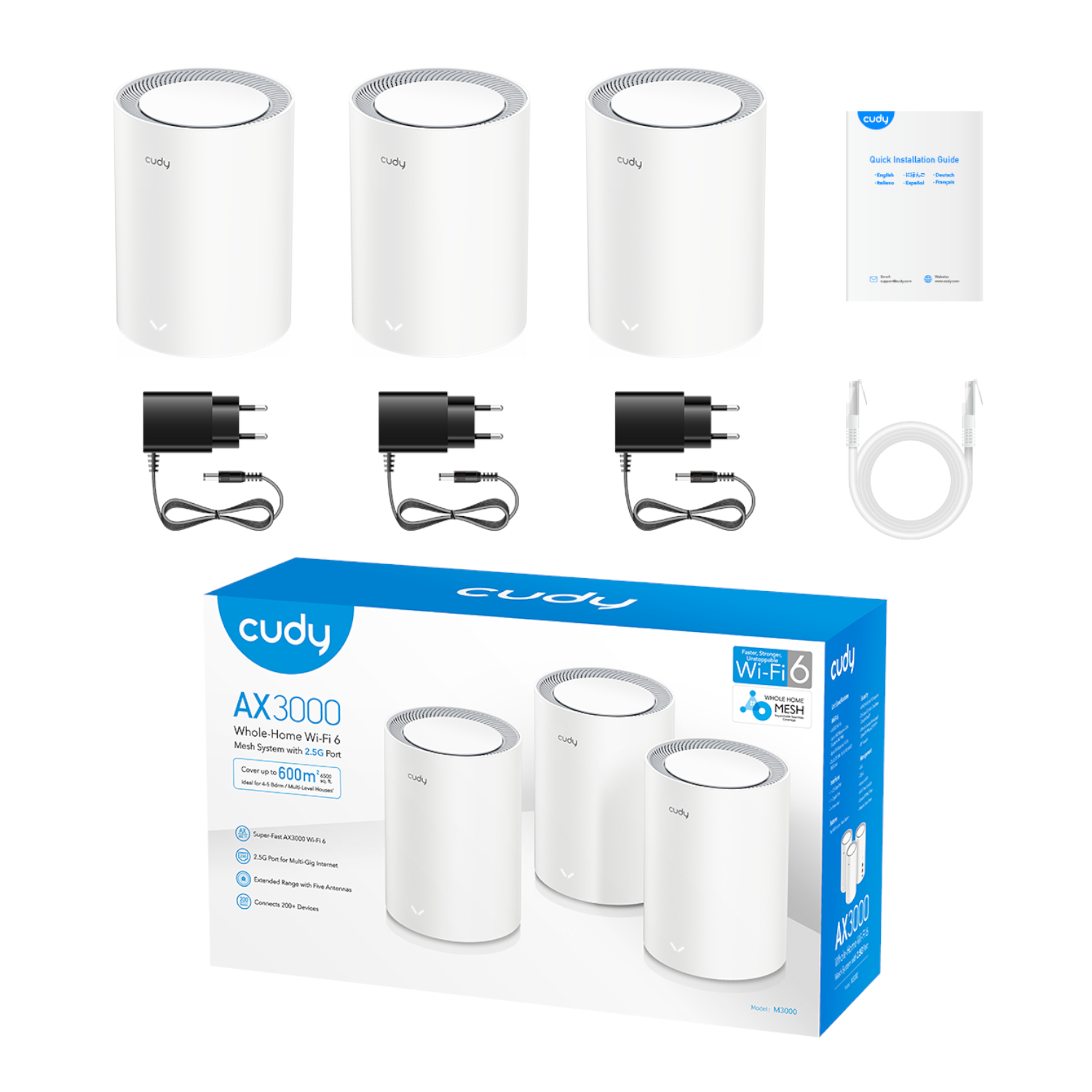 Cudy AX3000 Wi-Fi 6 Mesh Kit 3 Pack - White - Image 3