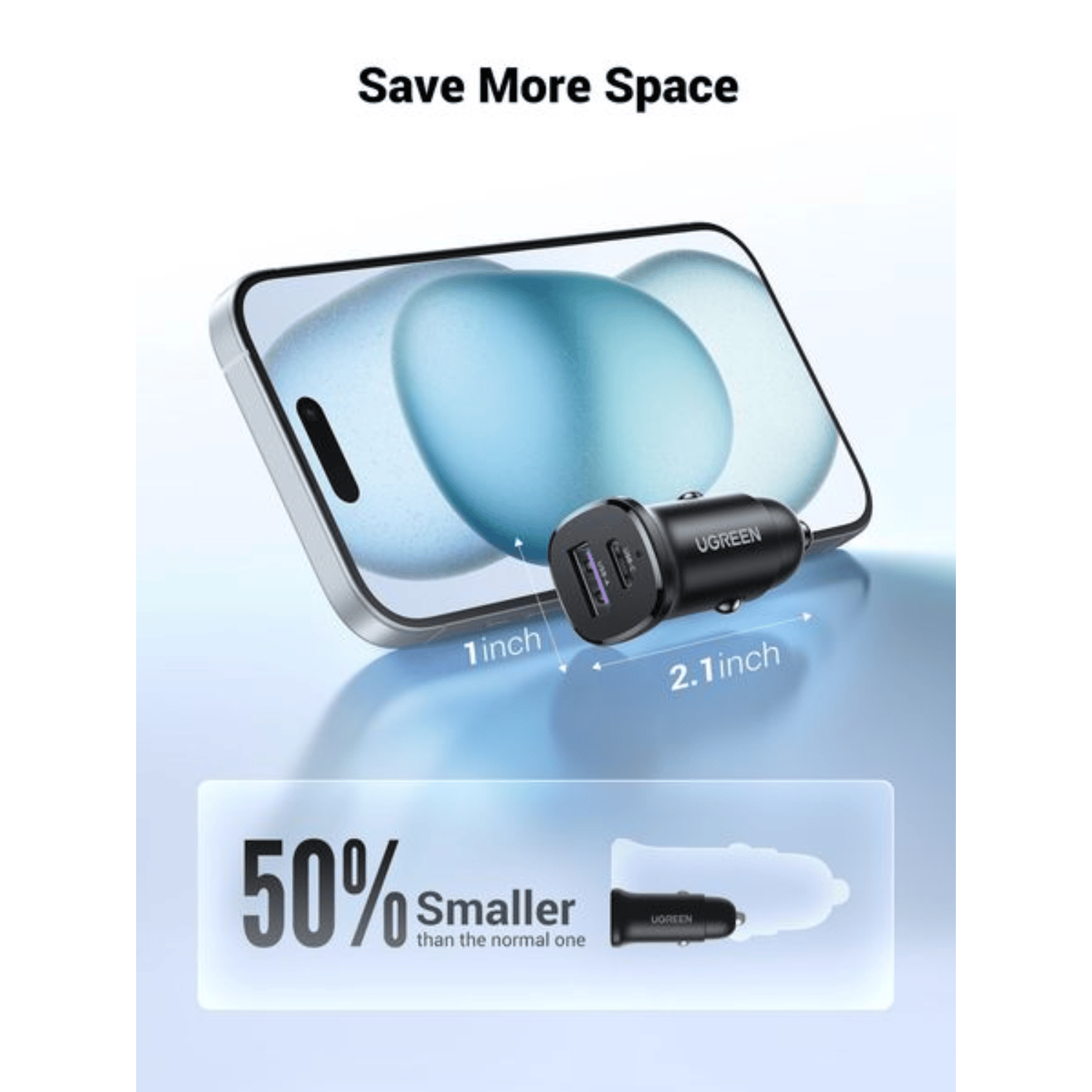 UGREEN Car Charger Fast Charging 30W 2Ports - Image 3
