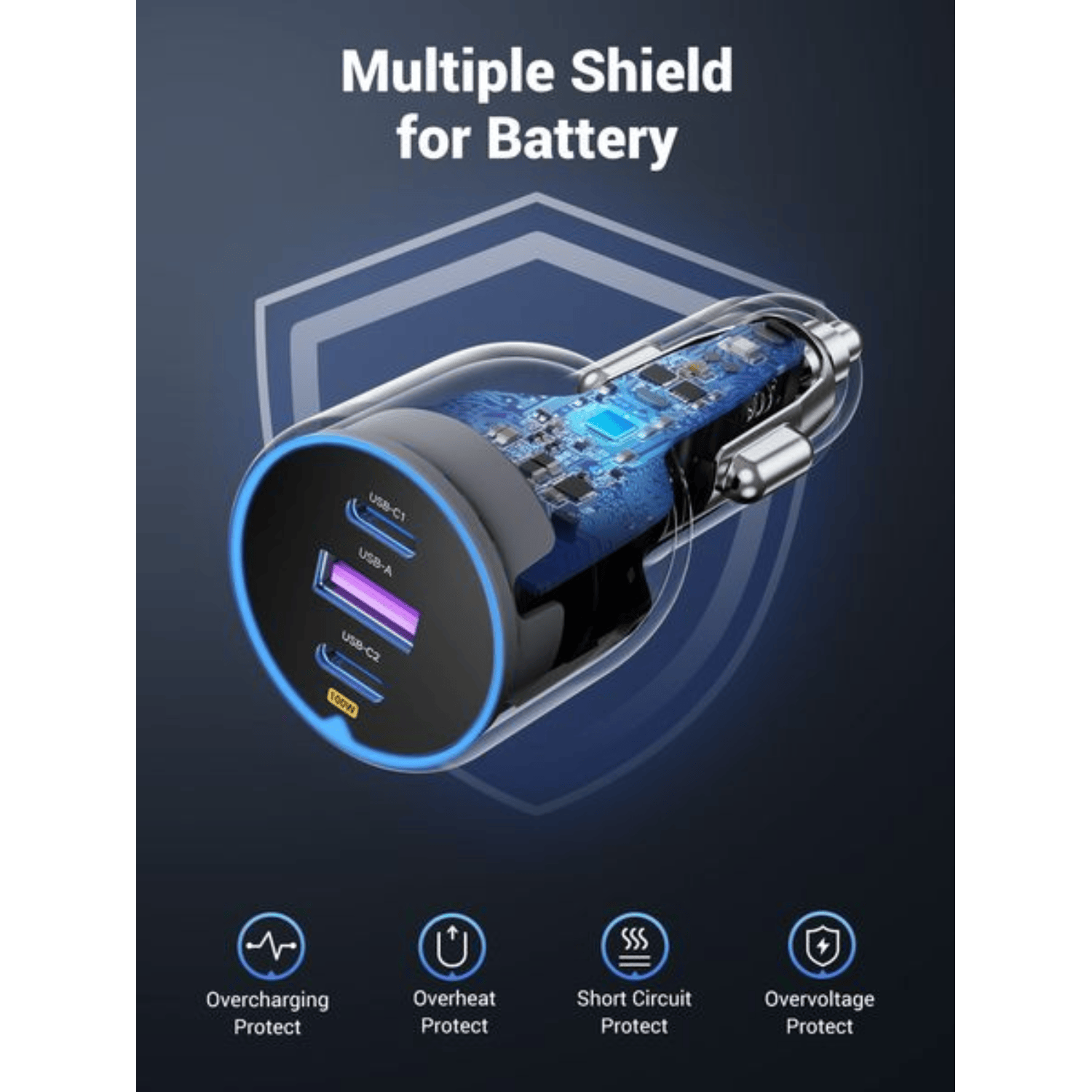 UGREEN 130W USB-C 3-port Car Charger - Image 3