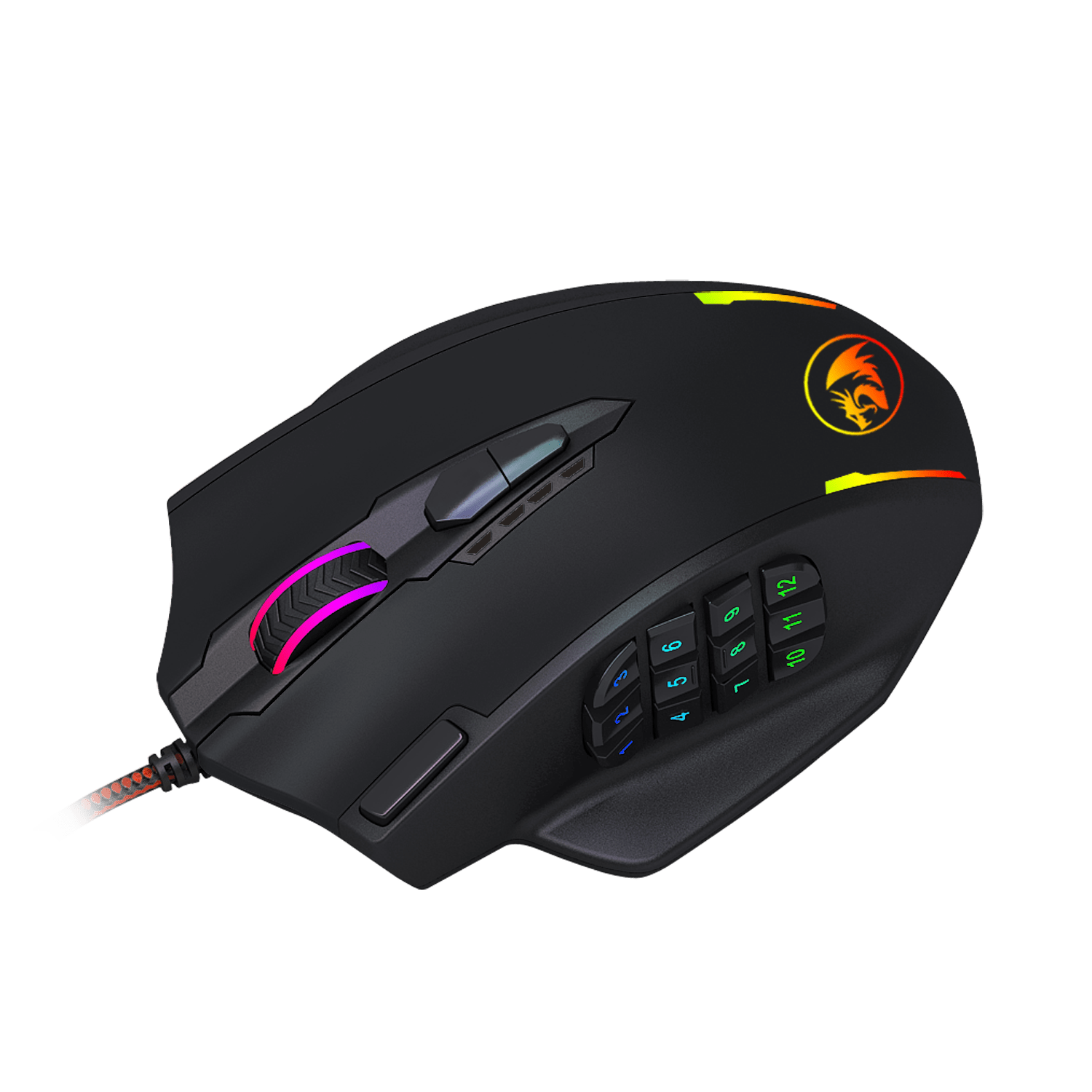 REDRAGON IMPACT 12400DPI MMO Gaming Mouse - Black - Image 3