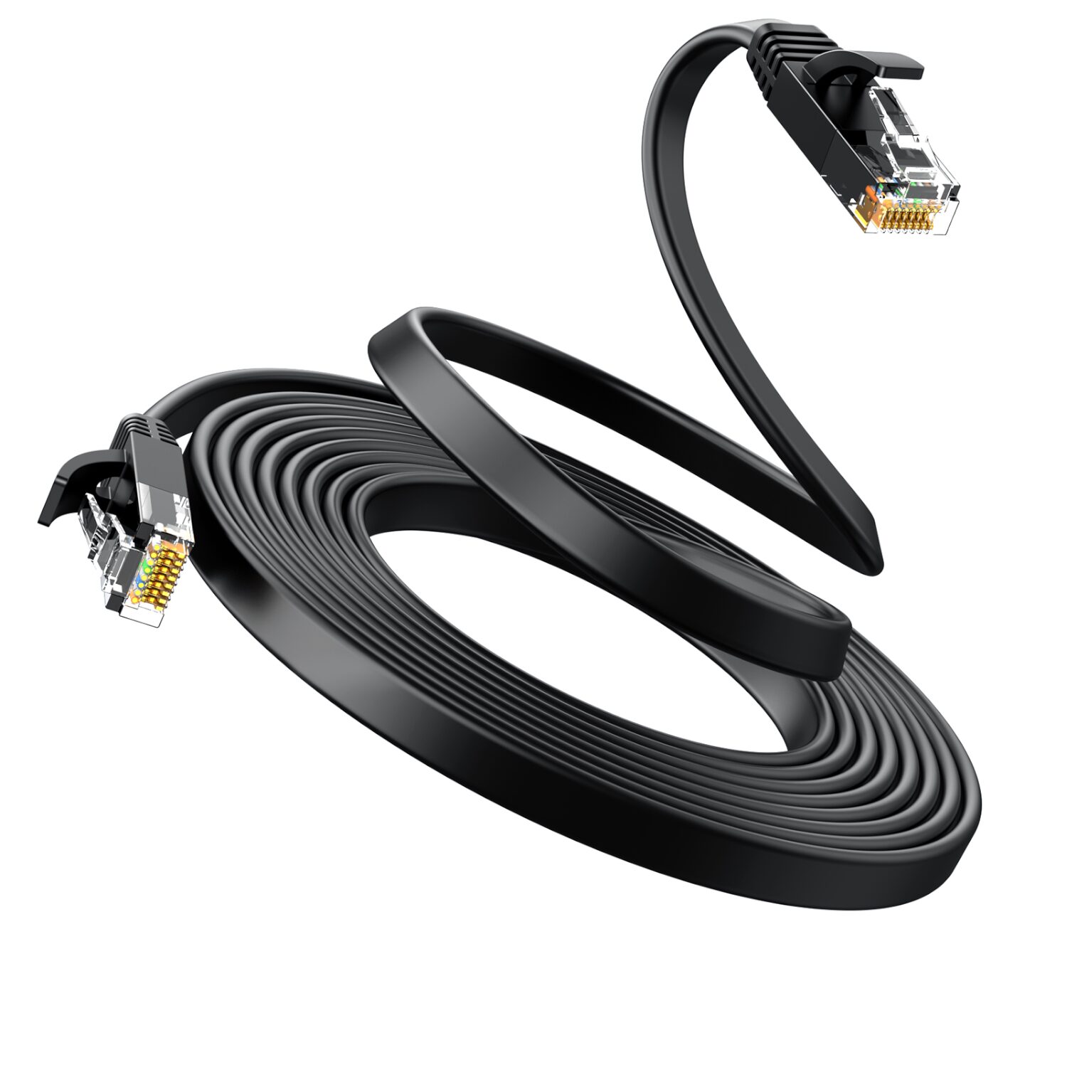UGREEN NW102 Cat6 U/UTP Flat Ethernet Cable 8m - Black - Image 2