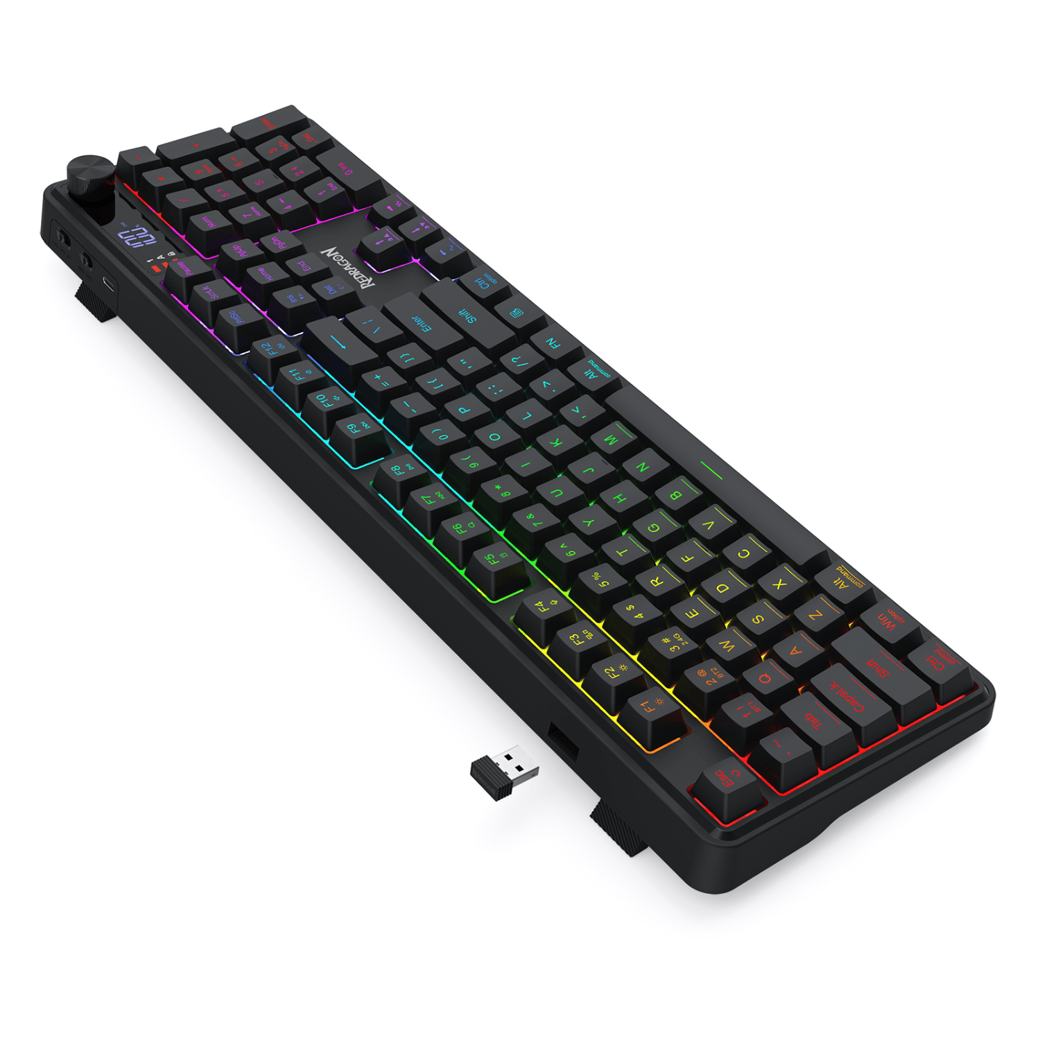 Redragon RM104 PRO VOLCANO RGB Wireless Membrane Gaming Keyboard - Black - Image 3