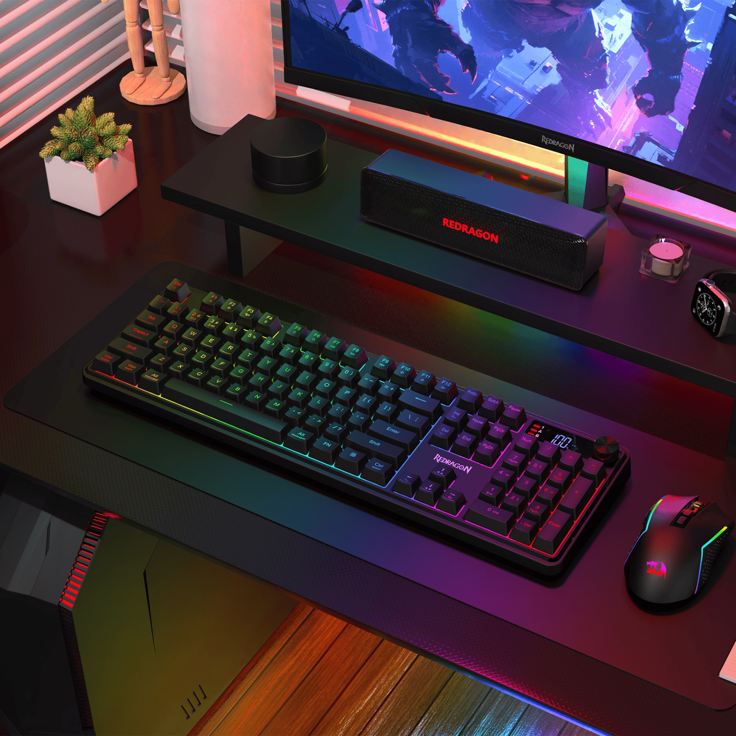 Redragon RM104 PRO VOLCANO RGB Wireless Membrane Gaming Keyboard - Black - Image 5
