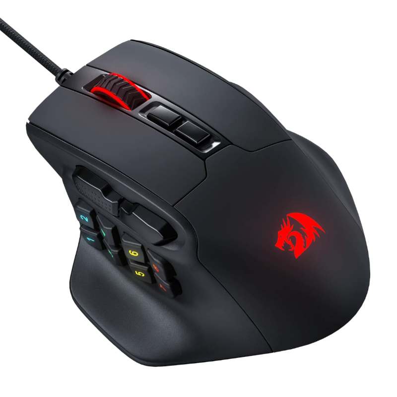 REDRAGON Aatrox 6200DP RGB MMO Gaming Mouse - Black - Image 2