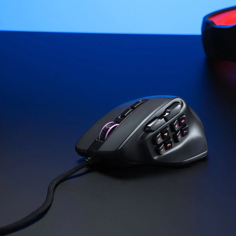REDRAGON Aatrox 6200DP RGB MMO Gaming Mouse - Black - Image 5