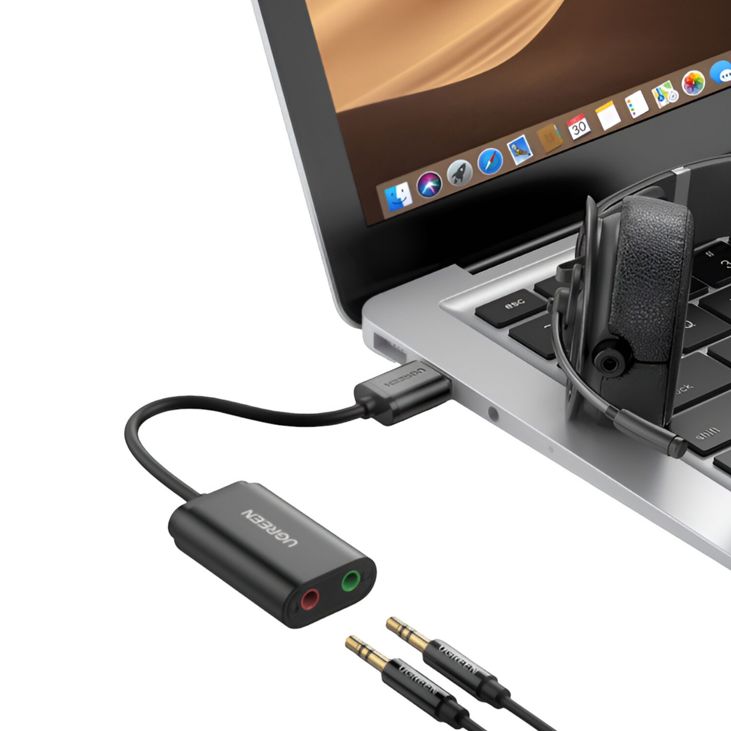 UGREEN USB to 3.5mm External Stereo Sound Adapter - Black - Image 3