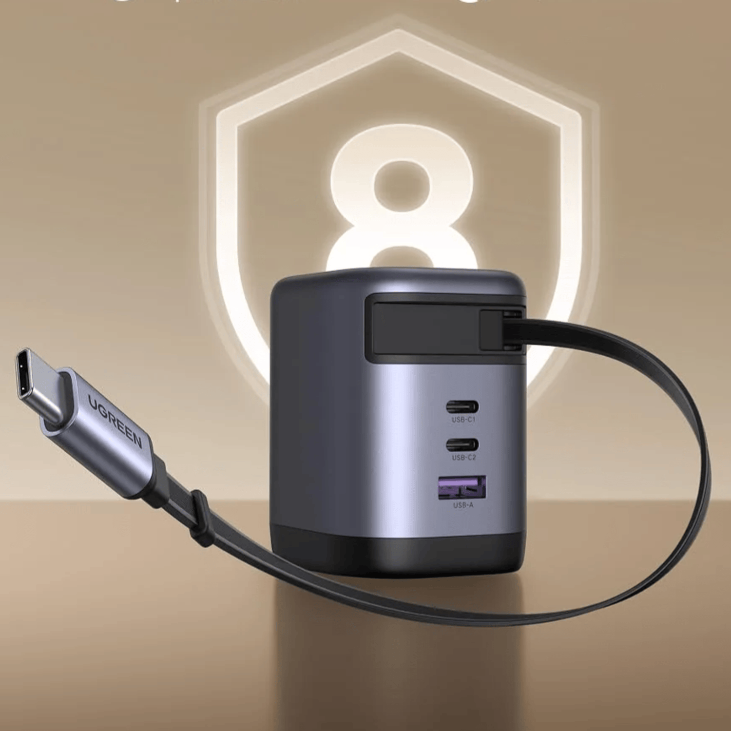 UGREEN Nexode 100W Charger with Retractable USB Type-C Cable - Image 2