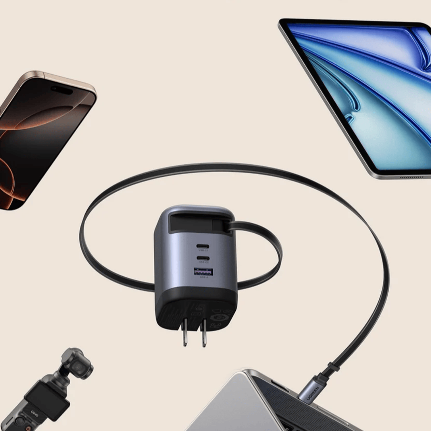 UGREEN Nexode 100W Charger with Retractable USB Type-C Cable - Image 3
