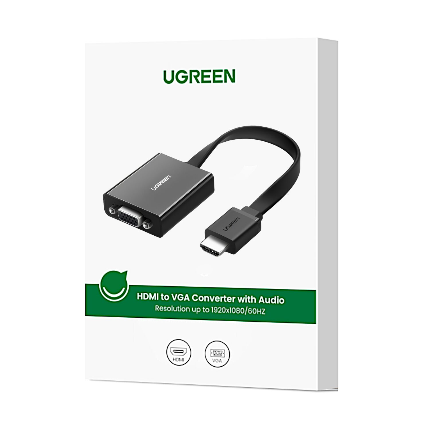UGREEN HDMI to VGA Adapter, with 3.5mm Audio and Power Port - Black - Image 3